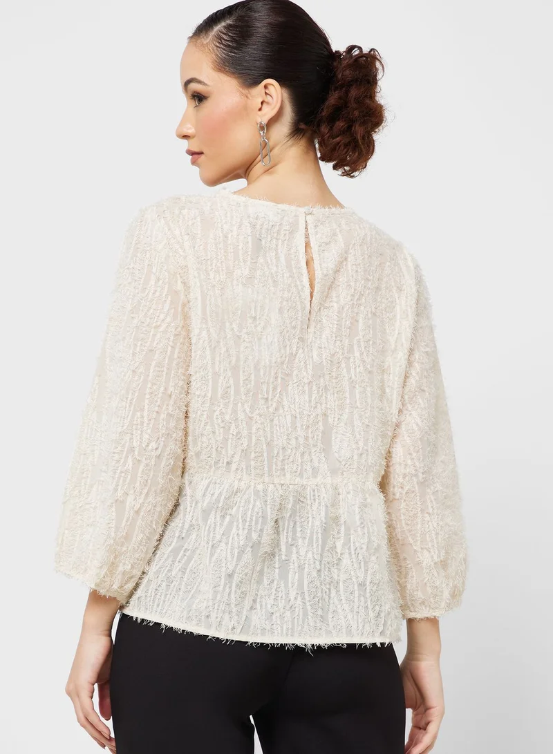 Jacqueline de Yong Crew Neck Puff Sleeve Top