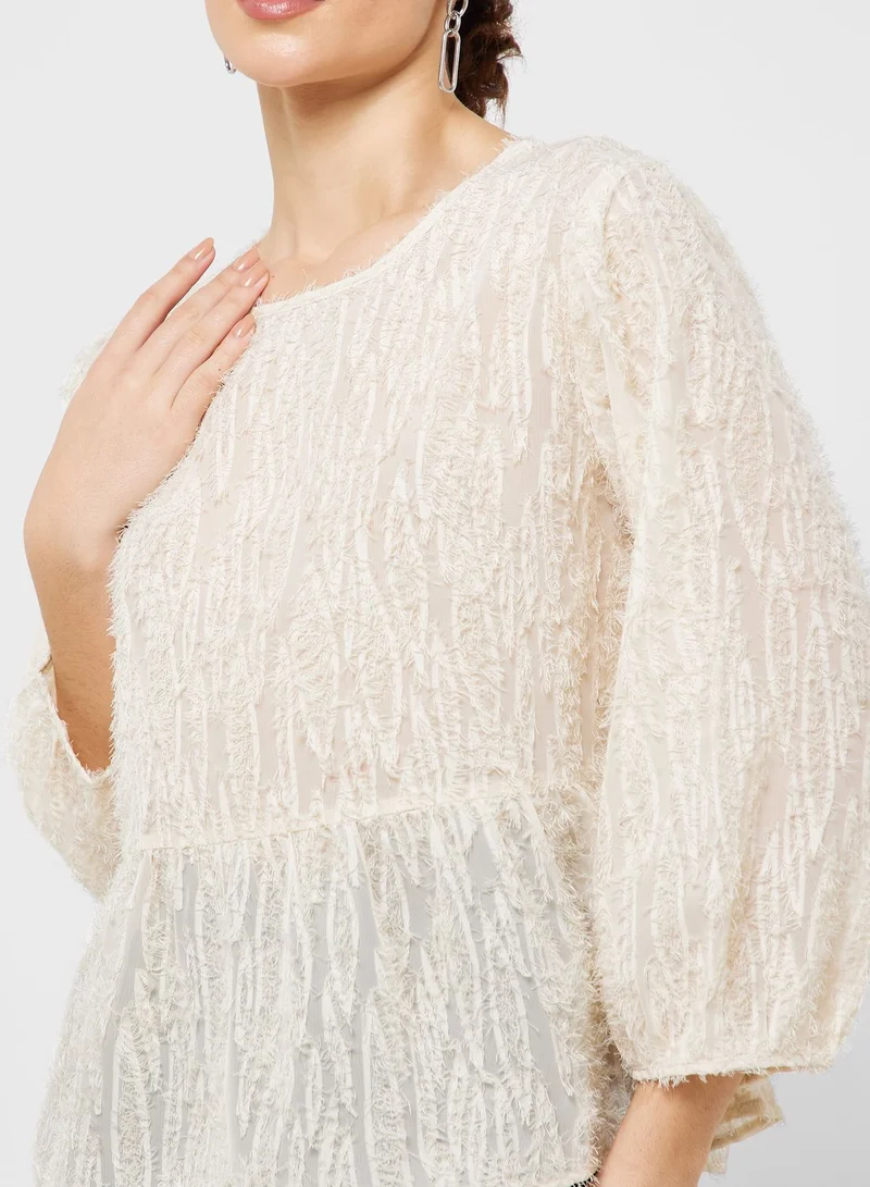 Jacqueline de Yong Crew Neck Puff Sleeve Top