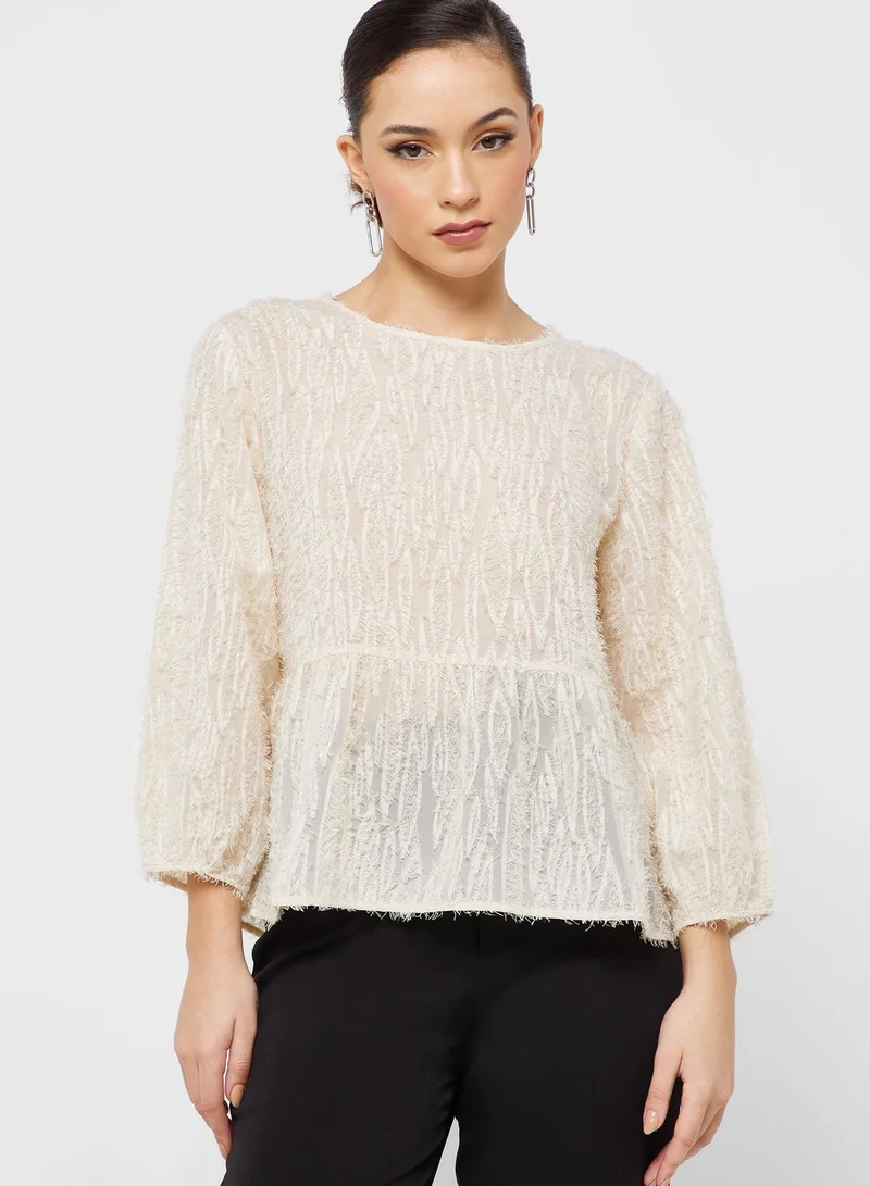Jacqueline de Yong Crew Neck Puff Sleeve Top