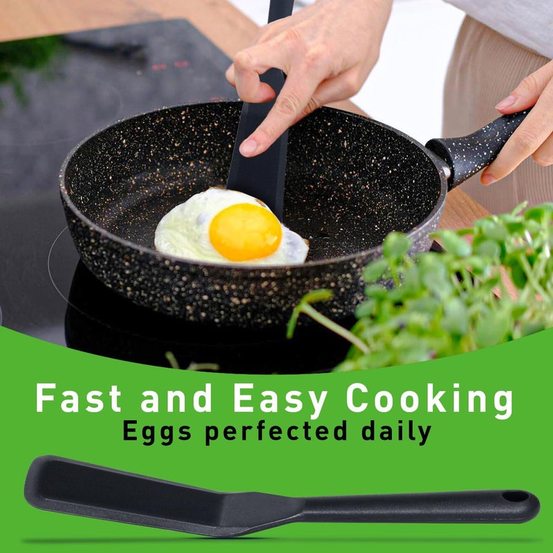 Eggssentials Pack of 2, Egg Spatula - Non-Stick, High Heat Resistant Kitchen Tools for Panckes, Eggs, Baking, Cooking, and Mixing - Black Egg Spatula - Image 4