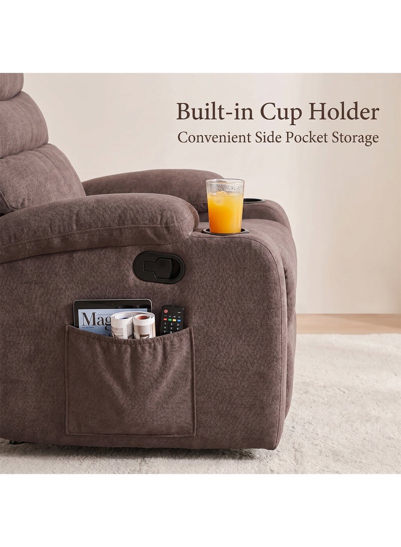 M-Smart Fixed Recliner Chair for Living Room - Lazy Boy Chair with Dual Cup Holder and Side Pocket for Long Seating, Reading, Watching TV and Napping - Brown - Image 5