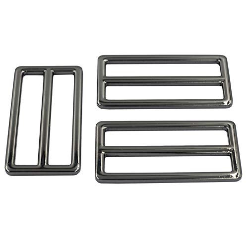 DGOL 2 inch Slider Webbing Strap Tri Glide Buckles Zinc Alloy Tri-glide Buttons Fasteners 10pcs (GUNMETAL) - Image 2