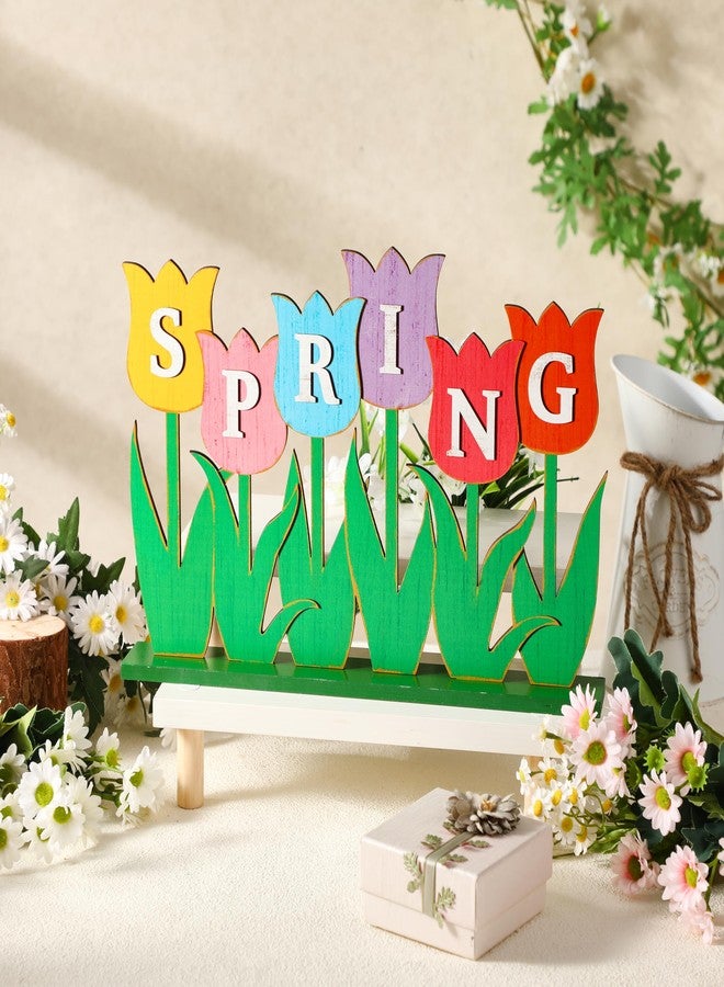 Yuntau Wooden Tulips Table Decorations Spring Flowers Table Centerpieces Rustic Farmhouse Tulips Tiered Tray Decor for Home Spring Easter Wedding Anniversary Party Tabletop Decoration - Image 2