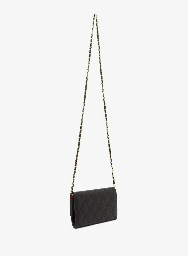 Ella  Black Quilted Crossbody With Gold Accent And Chain for Women | Best Price UAE