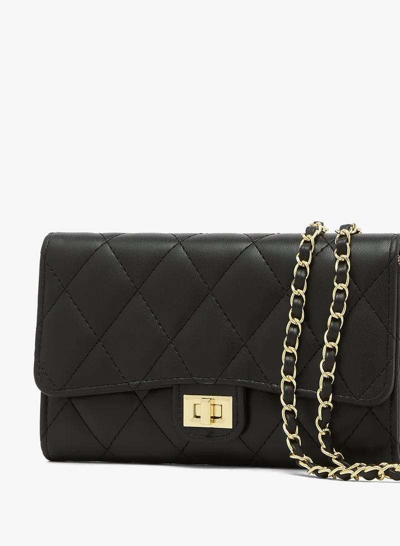 Ella  Black Quilted Crossbody With Gold Accent And Chain for Women | Best Price UAE