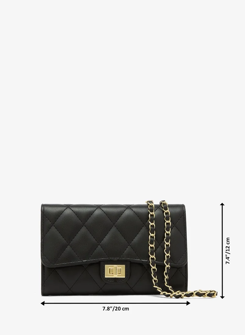 Ella  Black Quilted Crossbody With Gold Accent And Chain for Women | Best Price UAE