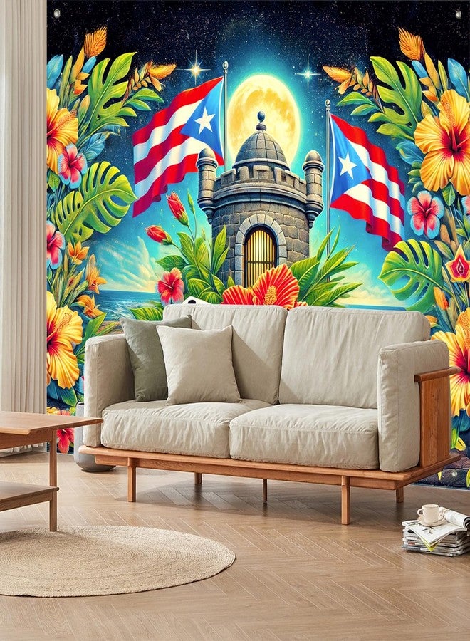 BlissYard Puerto Rico Flag Backdrop 8x6ft Frog Party Decor Party Photography Background Banner Indoor Outdoor Decorations Puerto Rico Events Festivals Wall Banner for Home and Events - Image 3