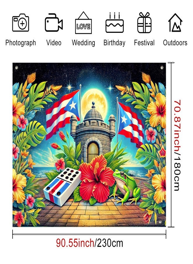 BlissYard Puerto Rico Flag Backdrop 8x6ft Frog Party Decor Party Photography Background Banner Indoor Outdoor Decorations Puerto Rico Events Festivals Wall Banner for Home and Events - Image 5