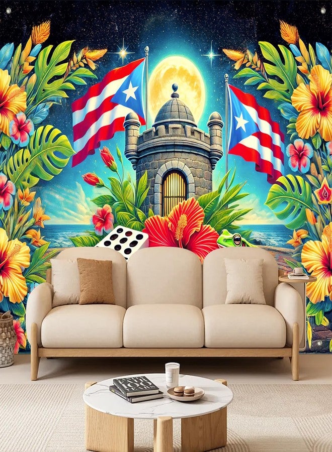 BlissYard Puerto Rico Flag Backdrop 8x6ft Frog Party Decor Party Photography Background Banner Indoor Outdoor Decorations Puerto Rico Events Festivals Wall Banner for Home and Events - Image 2