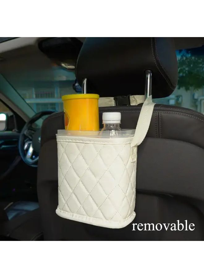 2 In 1 Removable Leak Proof Car Trash Can With Lid Black Automotive Garbage Bin - Image 3