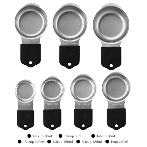 X-zrew Magnetic Measuring Cups Set Stainless Steel Heavy Duty Metal Measuring Cups for Dry and Liquid Ingredients (black) - Image 2