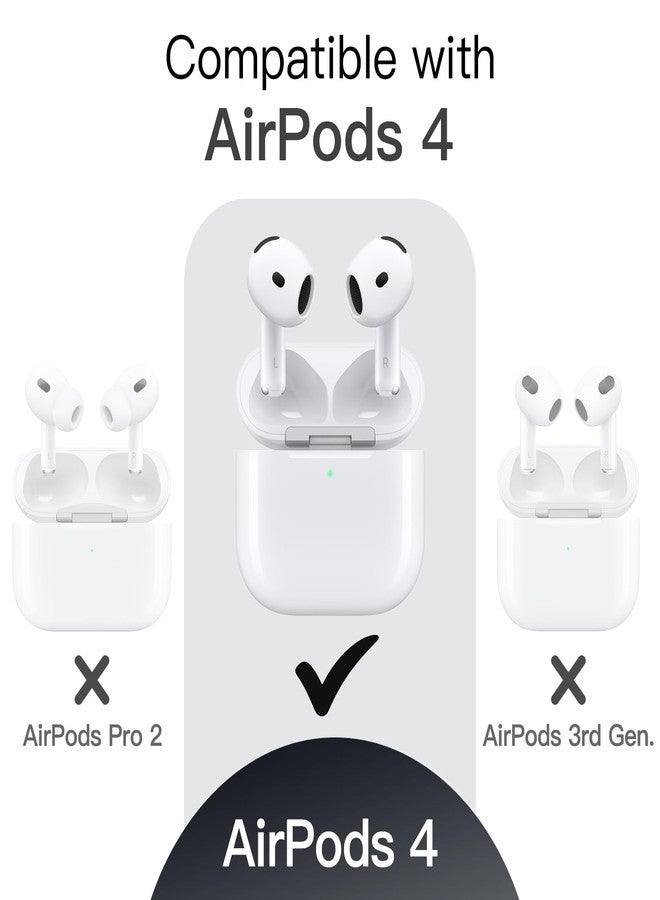JETech Upgraded Silicone Case Cover for AirPods 4th Generation (2024) with Keychain, Hard PC Interior, Shockproof Protective Skin Shell, Front LED Visible (Black) - Image 2