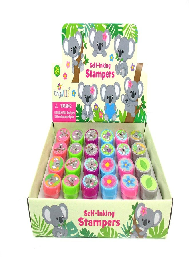 TINYMILLS 24 Pcs Koalas Assorted Stamps for Kids Self Ink Stamps (12 Different Designs) Koala Birthday Party, Koala Party Favors, Goody Bag Fillers, Carnival Gifts, Pinata Filler, Classroom Rewards - Image 1