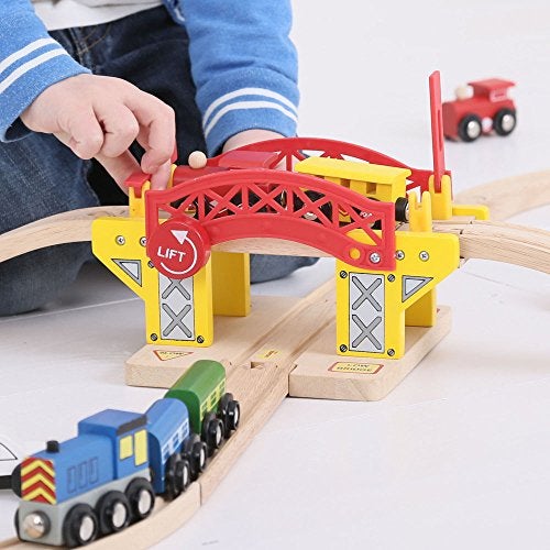 Bigjigs Rail جسر الرفع من بيج جigs | نموذج معلق لتوسيع مجموعة السكك الحديدية الخشبية | ملحقات المسار لقطار الألعاب الخشبي | هدايا مثالية للأطفال من عمر 3 سنوات فما فوق | أدوات تعليمية مناسبة للأطفال الصغار - Image 4