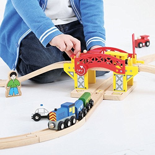 Bigjigs Rail جسر الرفع من بيج جigs | نموذج معلق لتوسيع مجموعة السكك الحديدية الخشبية | ملحقات المسار لقطار الألعاب الخشبي | هدايا مثالية للأطفال من عمر 3 سنوات فما فوق | أدوات تعليمية مناسبة للأطفال الصغار - Image 3