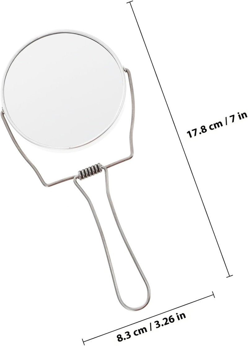 Double-Sided Portable Handheld Vanity Mirror 2pcs Compact Metal Makeup Mirrors for Women Travel Beauty Salon Use Silver - Image 2