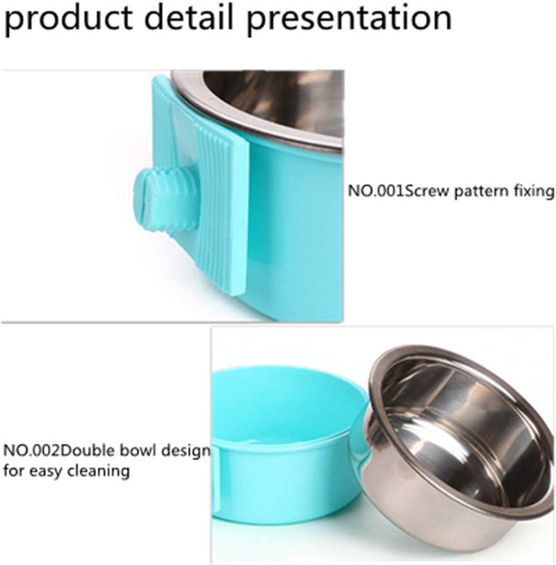 Clover 2-in-one dog water bowl cage, crate type water bowl, stainless steel pet hanging bowl, puppy crate water bowl water dispenser, used for cats and dogs and other small animals (small) - Image 2