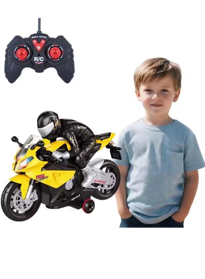MOTO 1:12 Scale Remote Control Motorcycle Toy, Yellow in Black, with Training Wheels  - Image 1