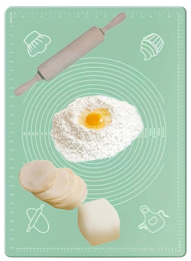 هابي هوم حصيرة معجنات سيليكون كبيرة غير لاصقة قابلة لإعادة الاستخدام بمقياس 43 × 35 وأبعاد إجمالية 50 × 40 سم - حصيرة سيليكون آمنة للاستخدام في الطعام للعجين والمعجنات والبيتزا غير قابلة للانزلاق مع قياسات دقيقة لركوب العجين وحماية السطح مقاومة للحرارة حصيرة سيليكون سميكة صالحة للاستخدام في الطعام للبيتزا والمخبوزات والفطائر يمكن استخدامها كبطانة للفرن أو حصيرة لف العجين (مينت جرين) - Image 1