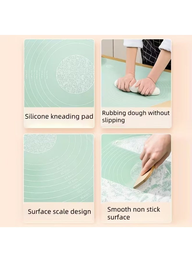 هابي هوم حصيرة معجنات سيليكون كبيرة غير لاصقة قابلة لإعادة الاستخدام بمقياس 43 × 35 وأبعاد إجمالية 50 × 40 سم - حصيرة سيليكون آمنة للاستخدام في الطعام للعجين والمعجنات والبيتزا غير قابلة للانزلاق مع قياسات دقيقة لركوب العجين وحماية السطح مقاومة للحرارة حصيرة سيليكون سميكة صالحة للاستخدام في الطعام للبيتزا والمخبوزات والفطائر يمكن استخدامها كبطانة للفرن أو حصيرة لف العجين (مينت جرين) - Image 3
