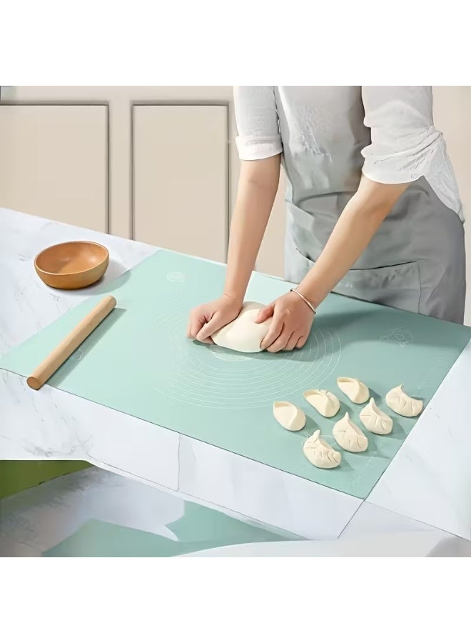هابي هوم حصيرة معجنات سيليكون كبيرة غير لاصقة قابلة لإعادة الاستخدام بمقياس 43 × 35 وأبعاد إجمالية 50 × 40 سم - حصيرة سيليكون آمنة للاستخدام في الطعام للعجين والمعجنات والبيتزا غير قابلة للانزلاق مع قياسات دقيقة لركوب العجين وحماية السطح مقاومة للحرارة حصيرة سيليكون سميكة صالحة للاستخدام في الطعام للبيتزا والمخبوزات والفطائر يمكن استخدامها كبطانة للفرن أو حصيرة لف العجين (مينت جرين) - Image 5