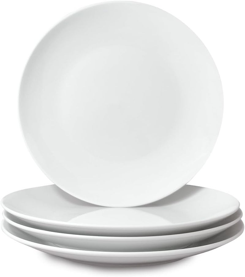 Miicol Ceramic Dinner Plates Set of 4, Large Salad Plate 10.5 inch / 27 cm, White Flat Dish, Porcelain Serving Dishes for Pasta, Steak, Dessert, Microwave and Dishwasher Safe, Scratch Resistant - Image 1