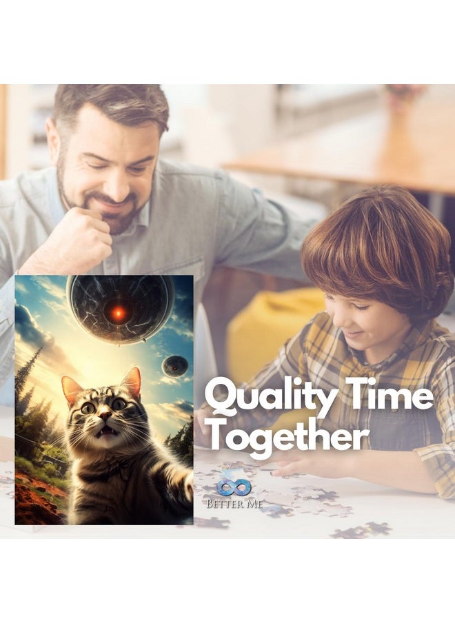 Better Me - Ufo Selfie Cat 1000 Piece Puzzle - Ufo Cat Puzzles For Adults With Alien Ufo Spaceship. Jigsaw Puzzle For Cool Puzzle, Fun Puzzle & Unique Puzzle Fans (Ufo Selfie Cat Puzzle) - Image 1