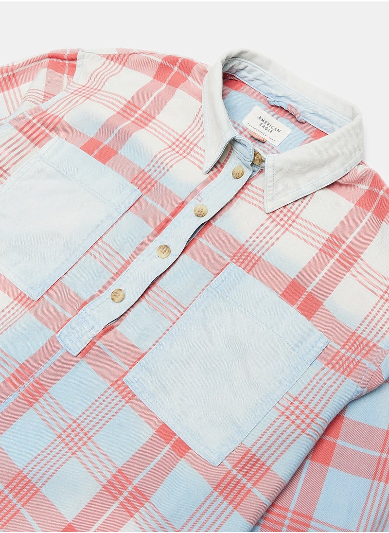 American Eagle - AE Oversized Plaid Pullover Shirt - Image 1