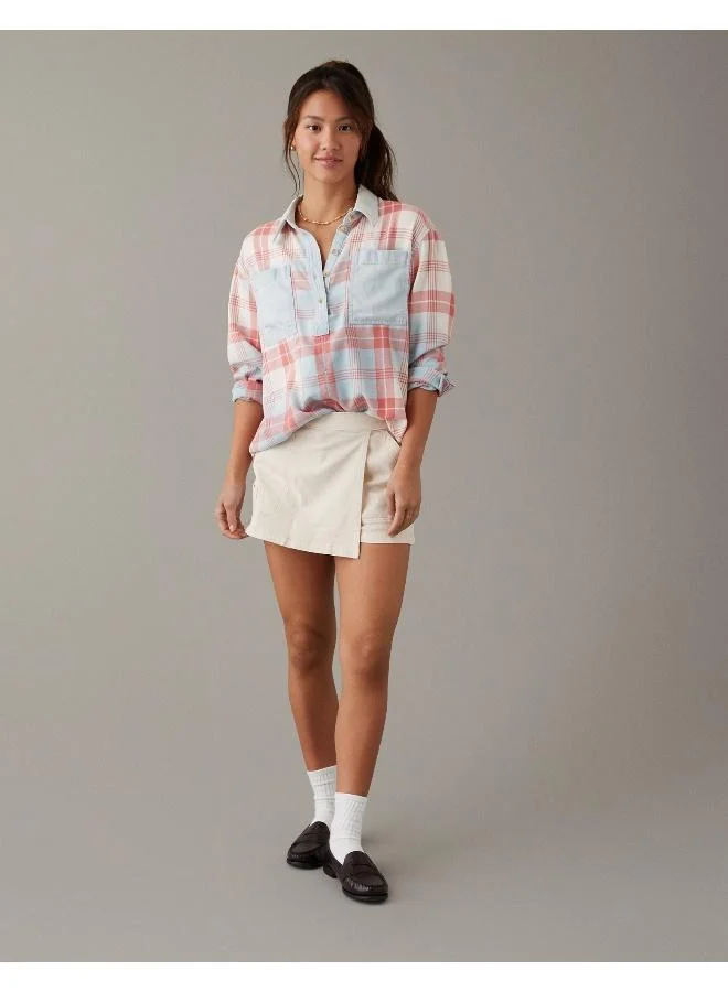 American Eagle AE Oversized Plaid Pullover Shirt