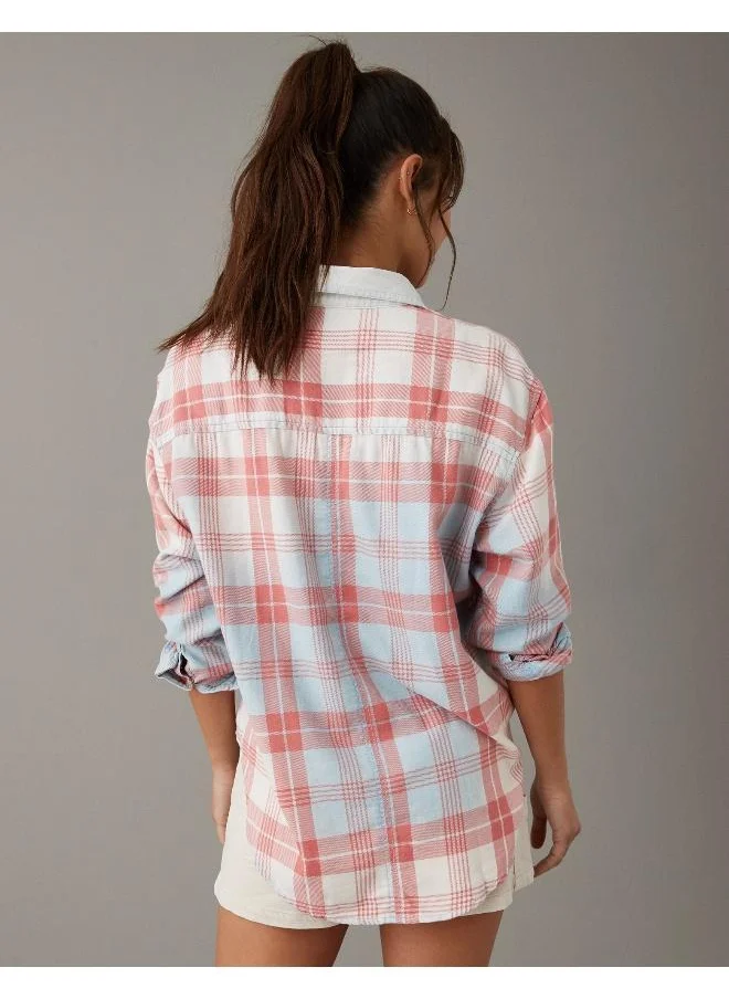 American Eagle AE Oversized Plaid Pullover Shirt