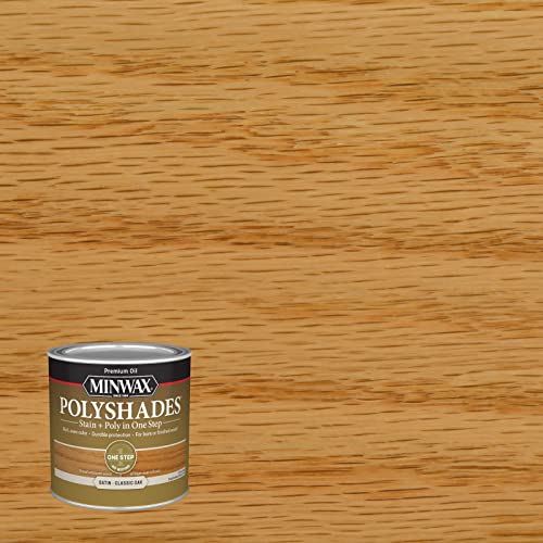 Minwax PolyShades Wood Stain + Polyurethane Finish – ½ Pint, Classic Oak, Satin - Image 2