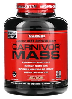 MUSCLEMEDS Carnivor Mass Anabolic Beef Protein Gainer Vanilla Caramel 5.78 lbs (2618 g) 