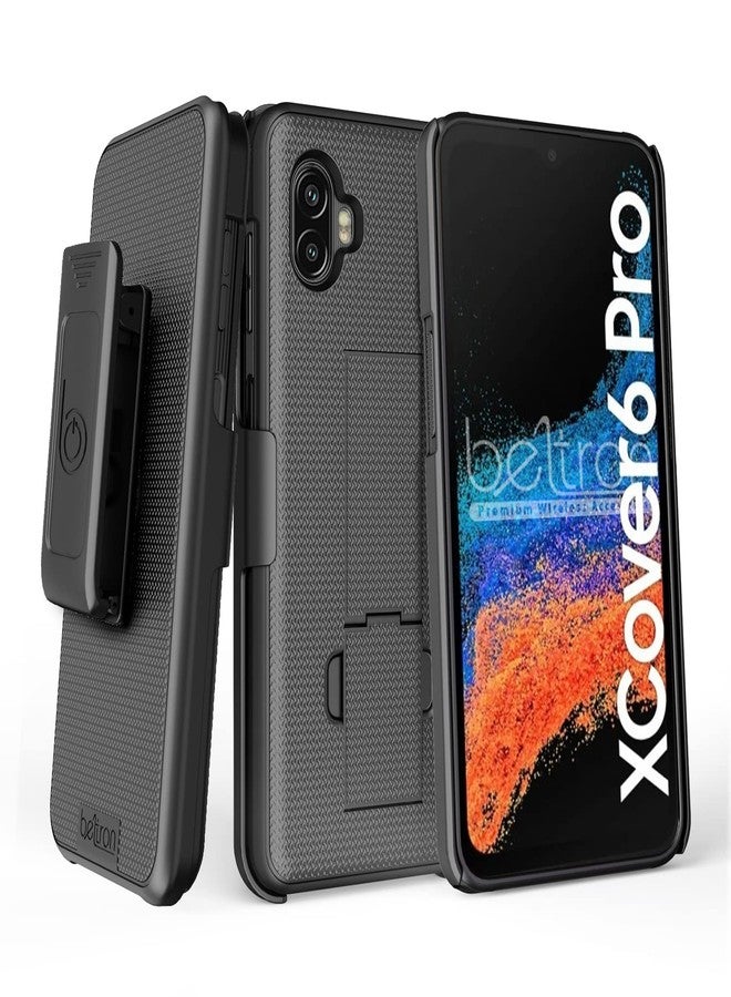 جراب BELTRON لهاتف Galaxy XCover6 Pro مع مشبك، جراب شديد التحمل مع مشبك حزام دوار لهاتف Samsung Galaxy XCover 6 Pro 2022 SM-G736 (AT&T FirstNet Verizon) قوة صناعية (أسود) - Image 1