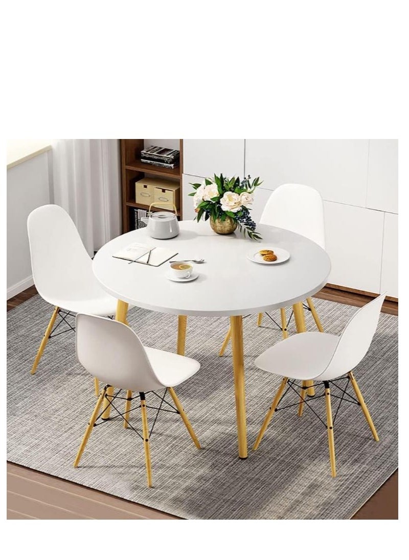 Golden Modern Dining Table Simple Wooden Small Round Table for Small Space Like Home Living Room Office Meeting Room Kitchen Lounging and Cafeterias(80*80cm)  - Image 1