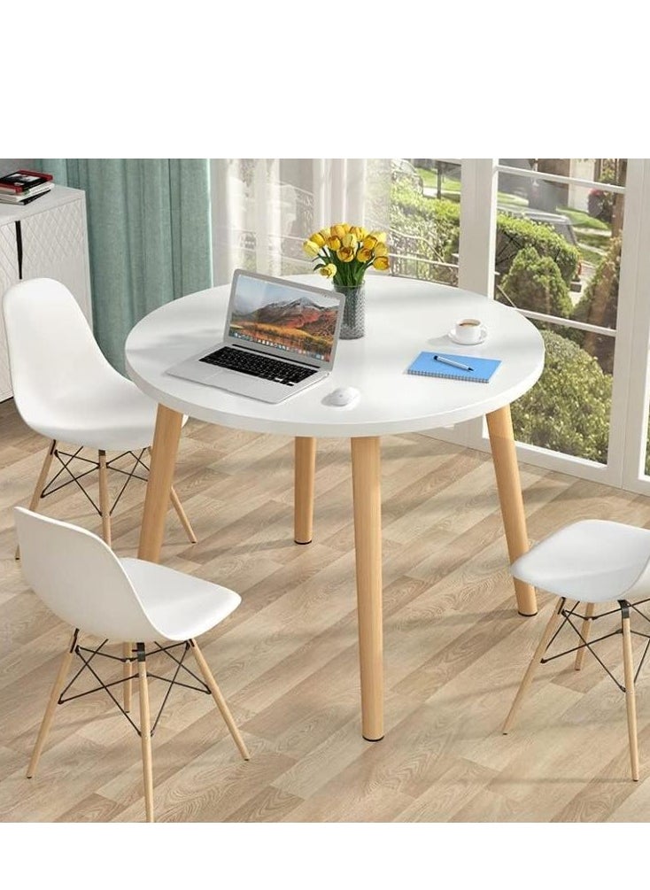 Golden Modern Dining Table Simple Wooden Small Round Table for Small Space Like Home Living Room Office Meeting Room Kitchen Lounging and Cafeterias(80*80cm)  - Image 5