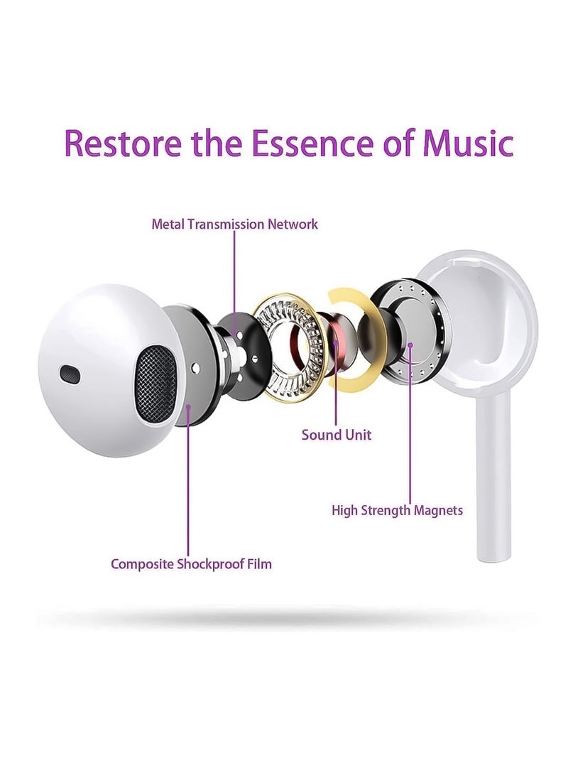 Wired Earphone with Type-C Connector High Defination Audio Sound Quality Multi Control II Zentality E-13 - White