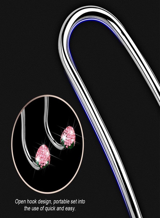 BESULEN Strawberry Car Decor Hooks, 2 Pack Bling Diamond Seat Back Organizers, Auto Headrest Storage Hangers Hooks for Purse Handbag Clothes Grocery, Universal Car Accessories for Women (AB) - Image 3