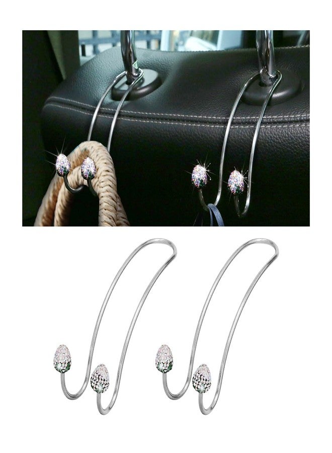 BESULEN Strawberry Car Decor Hooks, 2 Pack Bling Diamond Seat Back Organizers, Auto Headrest Storage Hangers Hooks for Purse Handbag Clothes Grocery, Universal Car Accessories for Women (AB) - Image 1