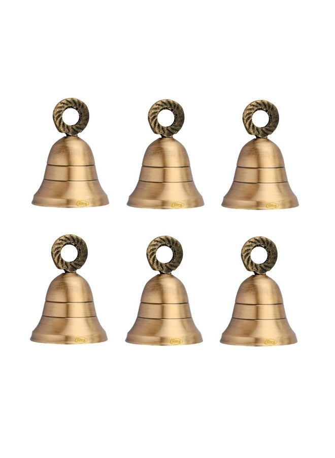 Chitra Brass Maxican BDB-02 Decorative Bell for Pooja Rooms,Halls,Mandir (Antique Brass Finish, 38mm) Pack of 6 - Image 1