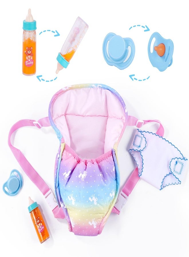 BABESIDE Baby Doll Accessories, Doll Carrier with Magic Bottle, Doll's Diaper, Pacifier - Baby Dolls Accessories Set for 12-15 Inch Dolls, Pretend Play Gift for Girls Boys Ages 3+ - Image 1