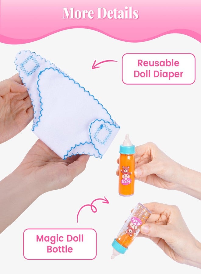 BABESIDE Baby Doll Accessories, Doll Carrier with Magic Bottle, Doll's Diaper, Pacifier - Baby Dolls Accessories Set for 12-15 Inch Dolls, Pretend Play Gift for Girls Boys Ages 3+ - Image 3