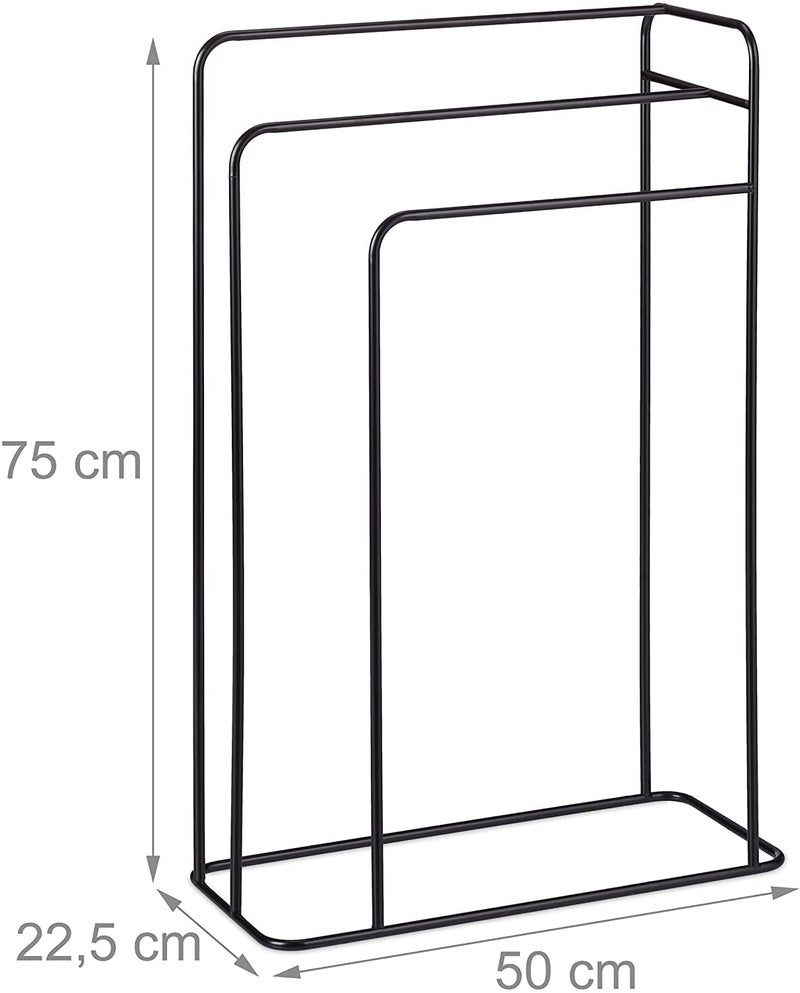 Indian Decor 48154 Towel Rack 3 Towel Rails H75 x 50 x 225 cm Assembled Bathroom Bedroom Metal Black - Image 4