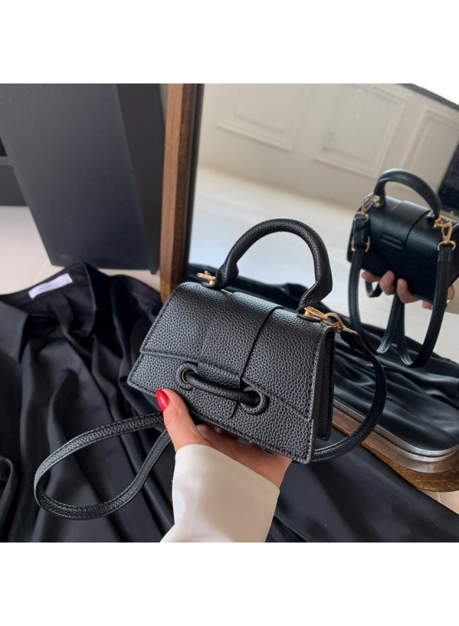 Niche Design Small Bag For Women 2023 Early Autumn Chain Messenger Bag Mini Western Style Shoulder Portable Small Square Bag-Color:Black - Image 5
