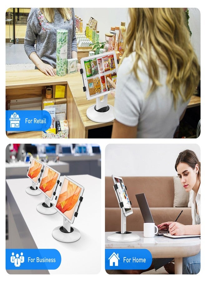 AboveTEK Retail Kiosk iPad Stand, 360° Rotating Commercial Tablet Stand, 6-13.5" iPad Mini Pro Business Tablet Holder, Swivel Design for Store POS Office Showcase Reception Kitchen Desktop (White) - Image 2