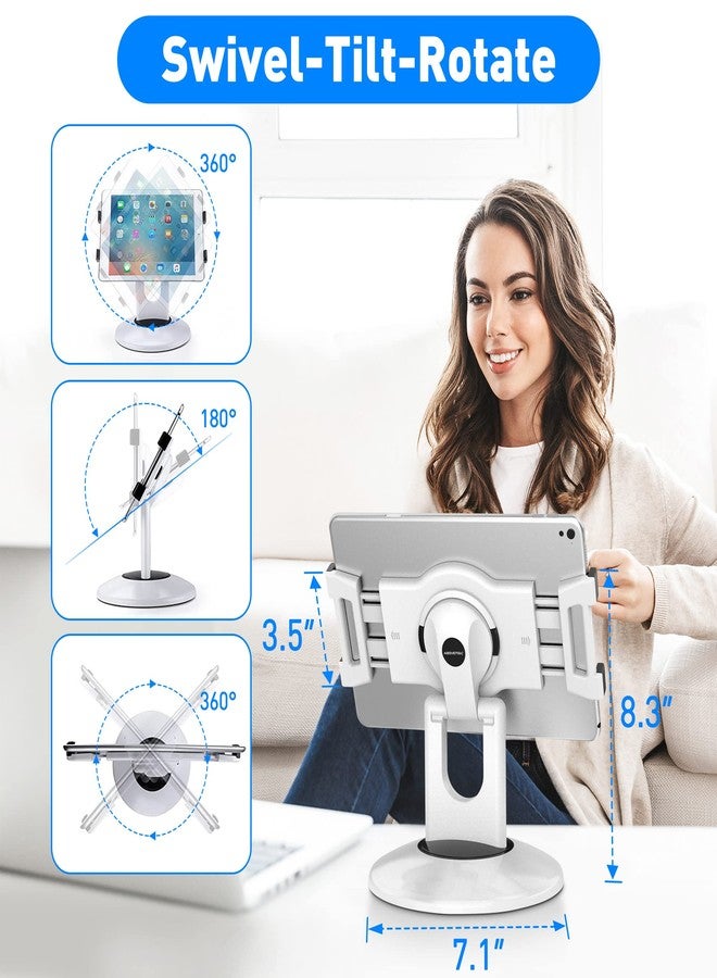 AboveTEK Retail Kiosk iPad Stand, 360° Rotating Commercial Tablet Stand, 6-13.5" iPad Mini Pro Business Tablet Holder, Swivel Design for Store POS Office Showcase Reception Kitchen Desktop (White) - Image 4