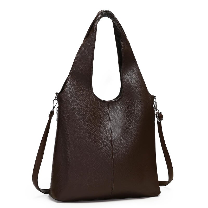 Herald Slouchy Hobo Shoulder Bag for Women Soft Retro Top Handle Crossbody Purses Tote Handbag with Adjustable Strap (Brown) - Image 1