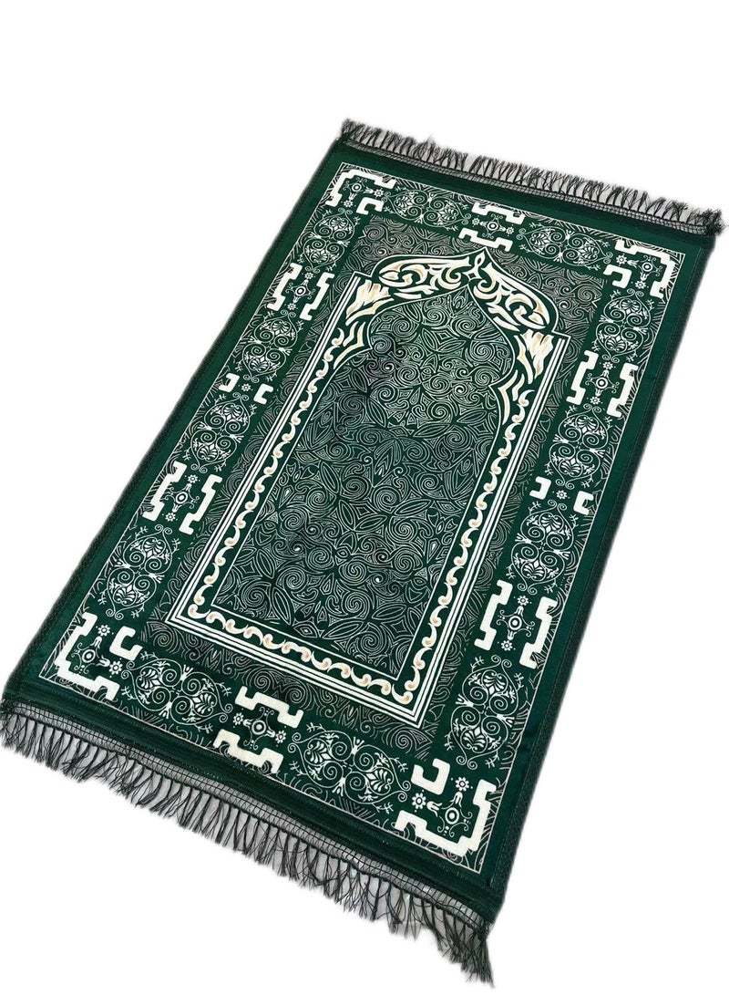 Stargold Traditional Turkish Prayer Mat, 70x110 cm Large Portable, Multicolor Islamic Prayer rug, Janamaz Sajjadah for Muslim Men and Women - Green