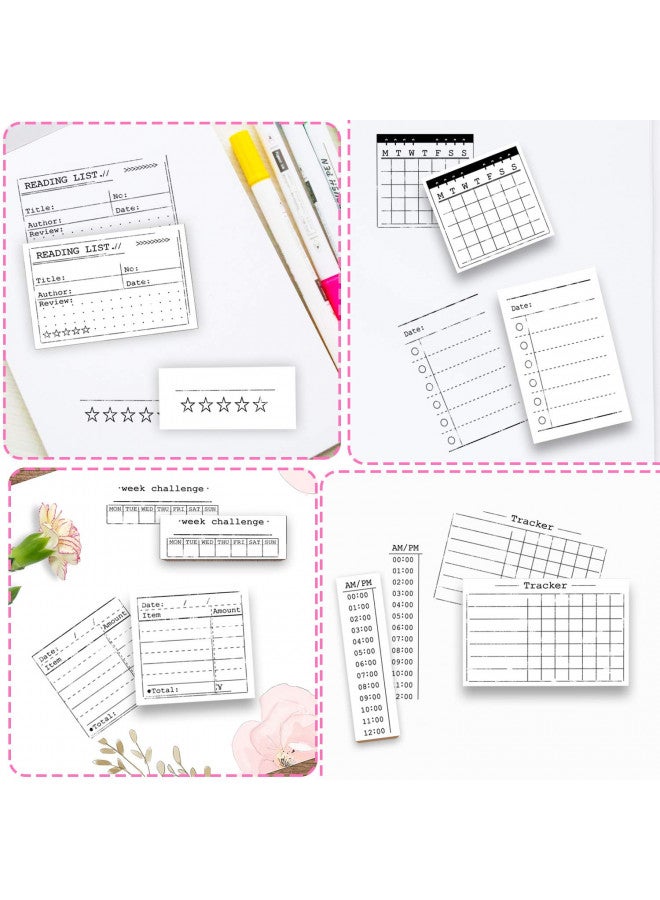 Rancco 18 Pcs Journal Stamps w/Ink Pad, 4 Set Bujo Stamp Calendar Planner Stencil for Journal DIY, to Do List, Tasks, Month Week Dates Organizer, Scrapbooking Craft, Enhance and Simplify Your Planner - Image 4