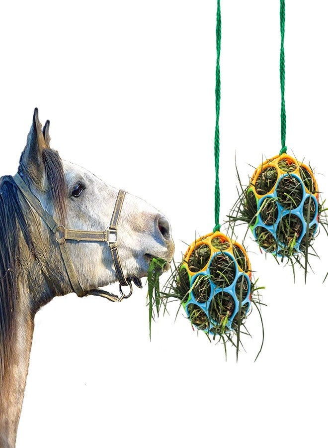 Besimple 2 Pack Horse Treat Ball Hay Feeder Toy, Goat Feeder Ball Hanging Feeding Toy for Horse Goat Sheep Relieve Stress (Colorful) - Image 1