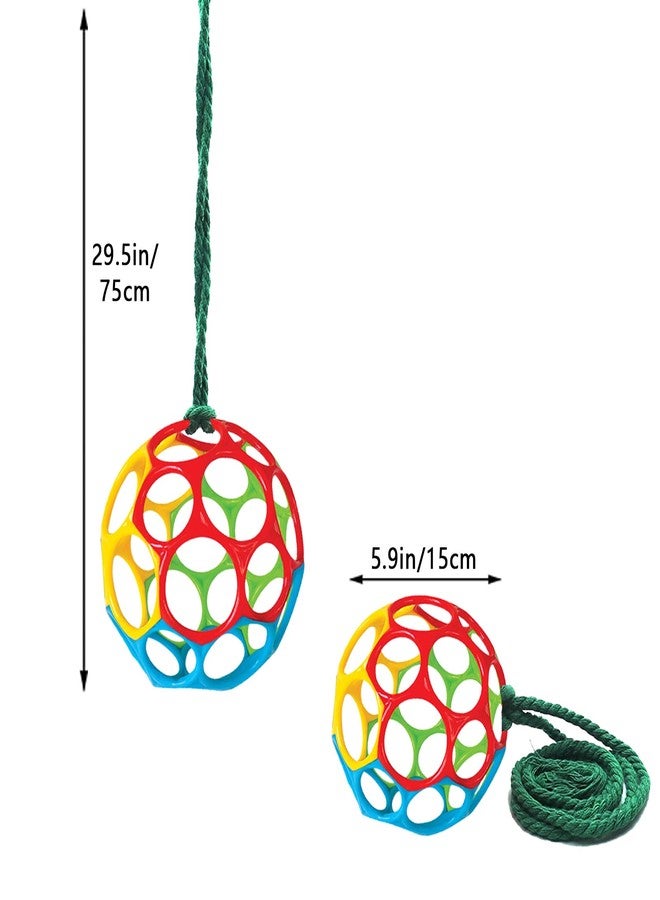 Besimple 2 Pack Horse Treat Ball Hay Feeder Toy, Goat Feeder Ball Hanging Feeding Toy for Horse Goat Sheep Relieve Stress (Colorful) - Image 4